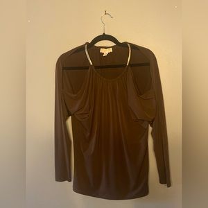 Michael Kohrs brown top with gold straps